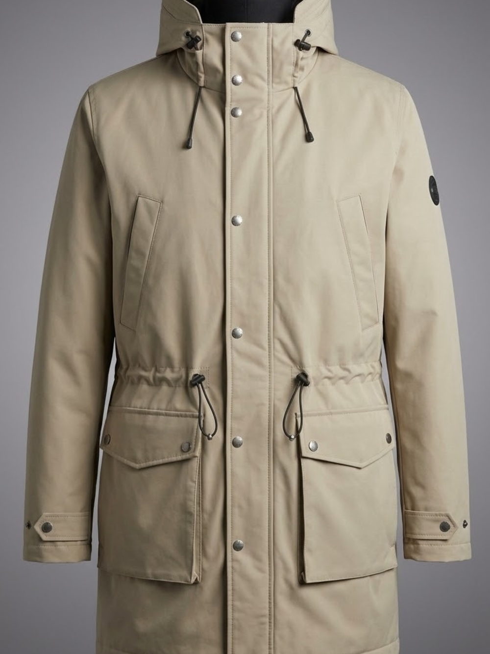 Unisex Hooded Parka Jacket in Beige